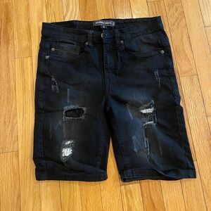 Women’s Black Modern Culture Ripped Jean Shorts Size 30